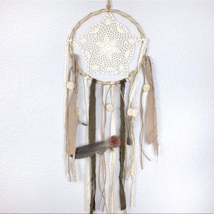 Boho Crocheted Ribbon Dreamcatcher Wall Hanging
